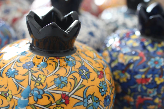 Hand-Painted Ceramic Pomegranate – Traditional Floral Design