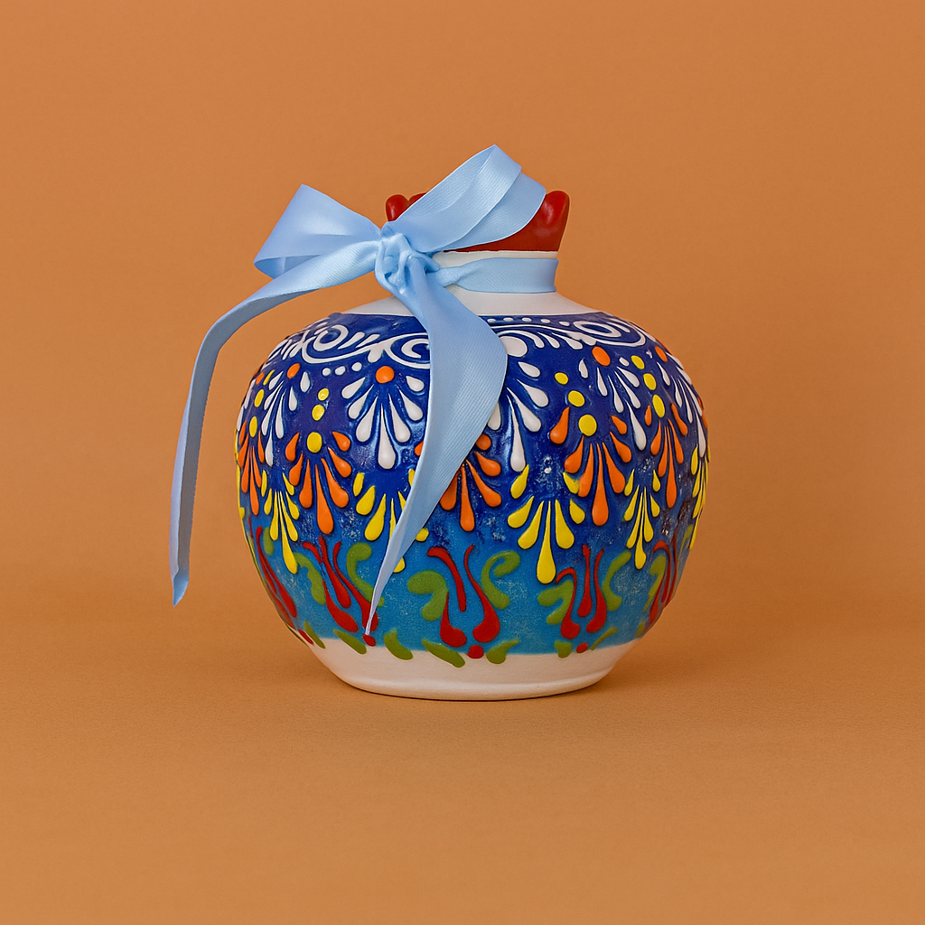 Centerpiece ceramic pomegranate Hand-painted vibrant decorative for home decor tabletop display a unique gift idea