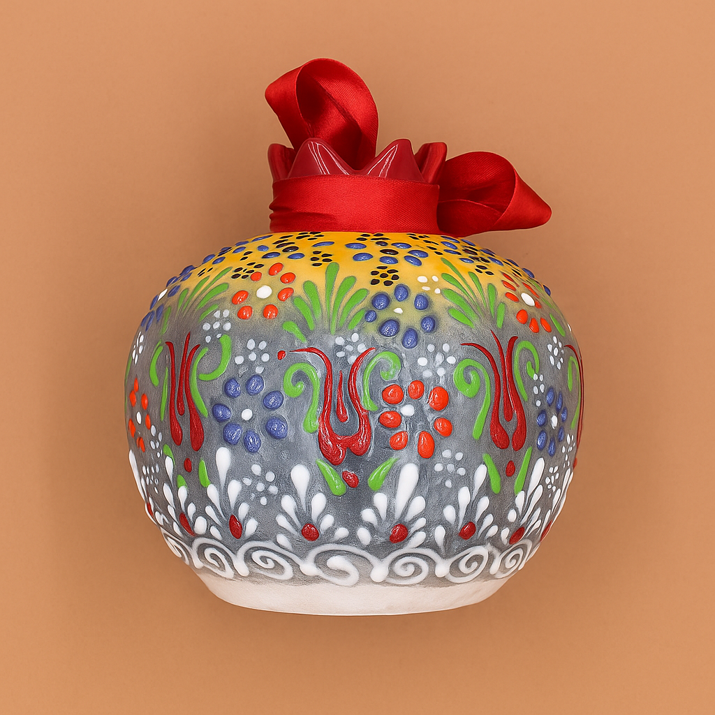 Centerpiece ceramic pomegranate Hand-painted vibrant decorative for home decor tabletop display a unique gift idea