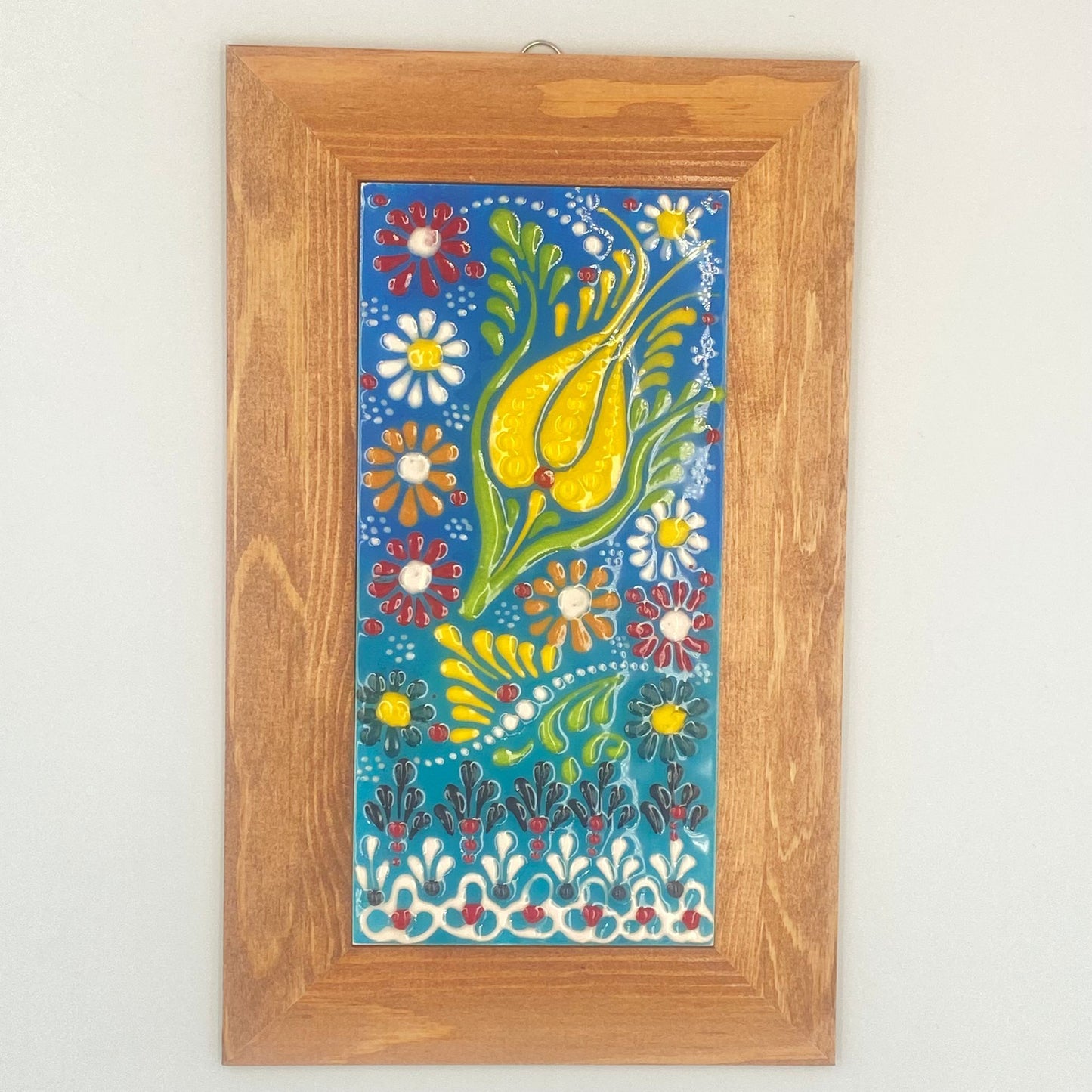 Ceramic Wall Frame for Home Decor Antique Wood Frame Artistic Wall Hanging Unique Painted Art Decoration