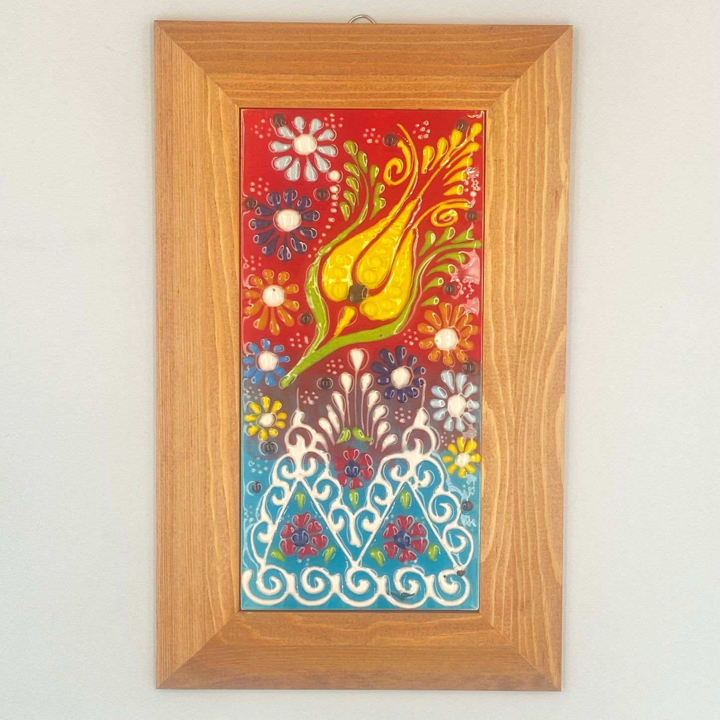 Ceramic Wall Frame for Home Decor Antique Wood Frame Artistic Wall Hanging Unique Painted Art Decoration