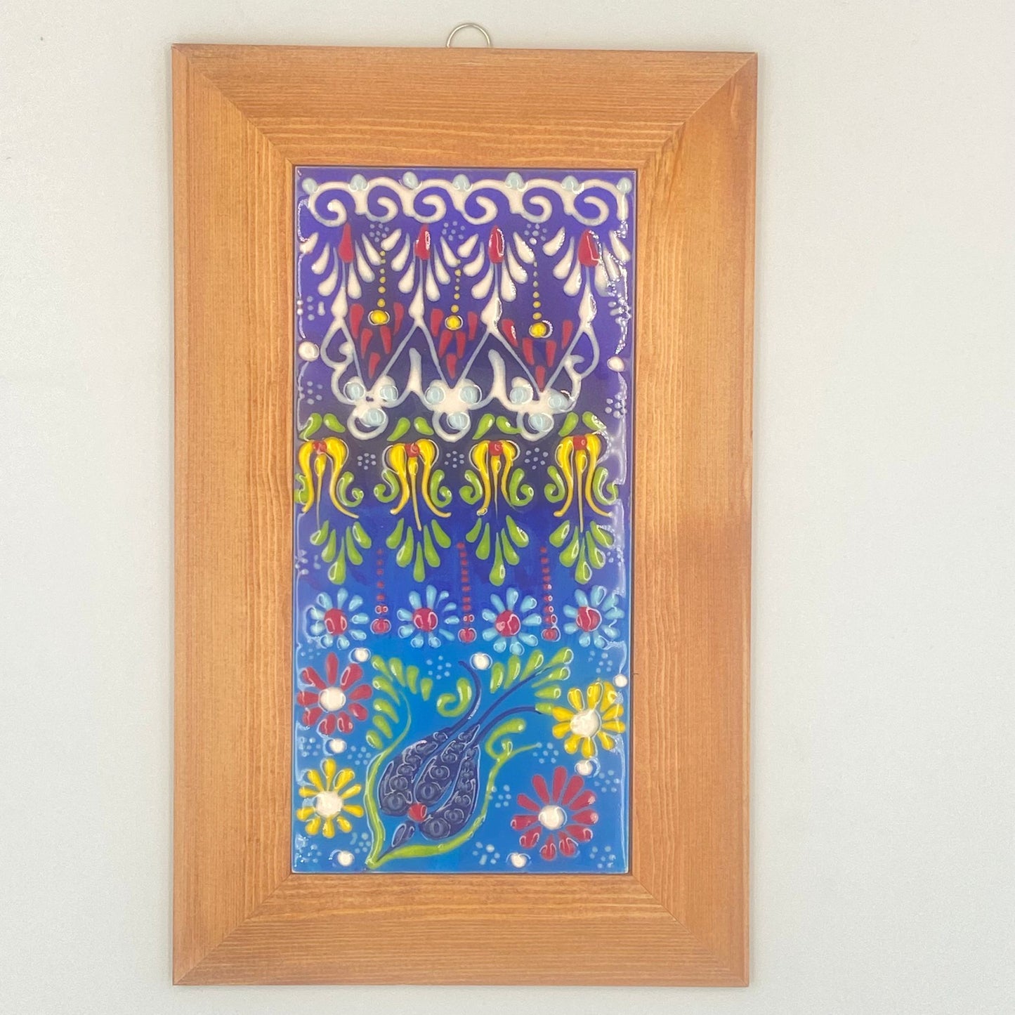 Ceramic Wall Frame for Home Decor Antique Wood Frame Artistic Wall Hanging Unique Painted Art Decoration