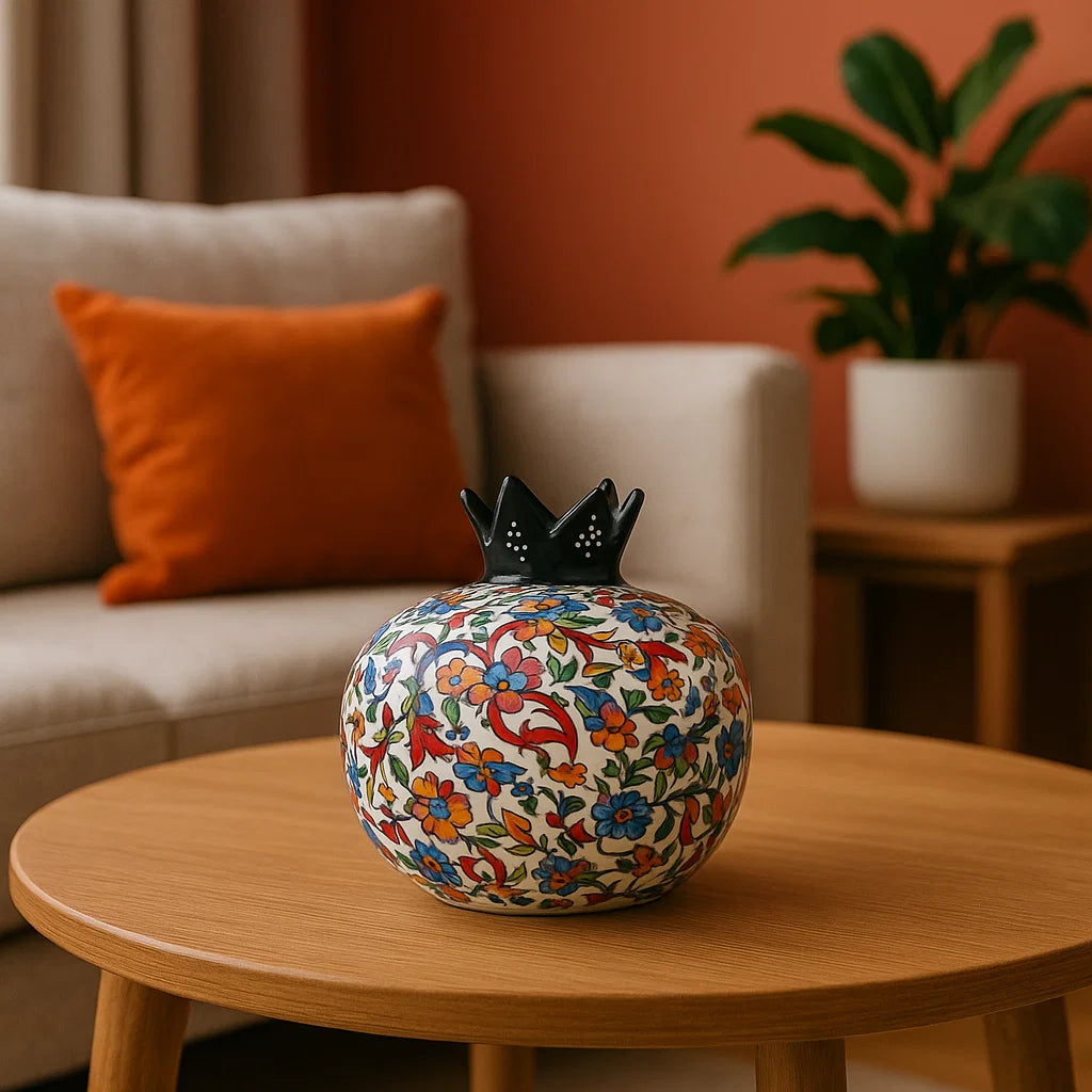 Ceramic Pomegranate Vase – Garden Bloom Floral Iznik Style Decor