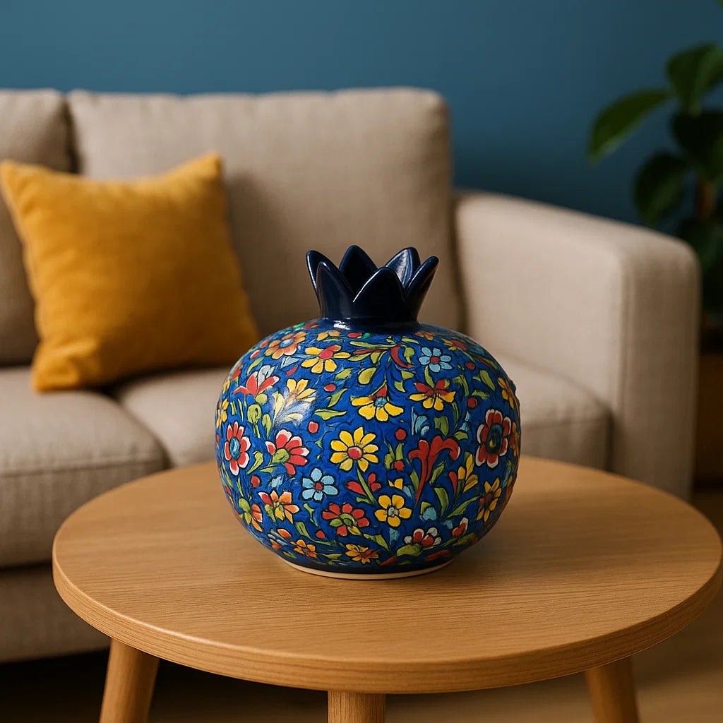 Ceramic Pomegranate Vase – Midnight Garden Floral Iznik Style Decor
