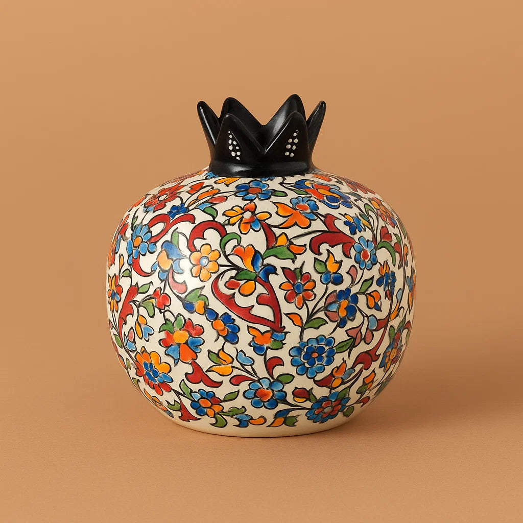 Ceramic Pomegranate Vase – Garden Bloom Floral Iznik Style Decor