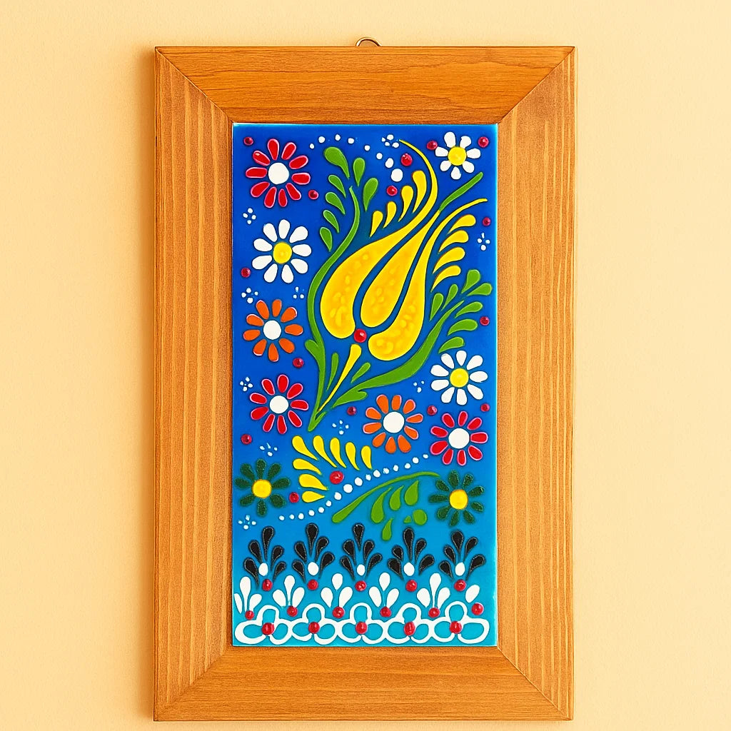 Ceramic Wall Frame for Home Decor Antique Wood Frame Artistic Wall Hanging Unique Painted Art Decoration