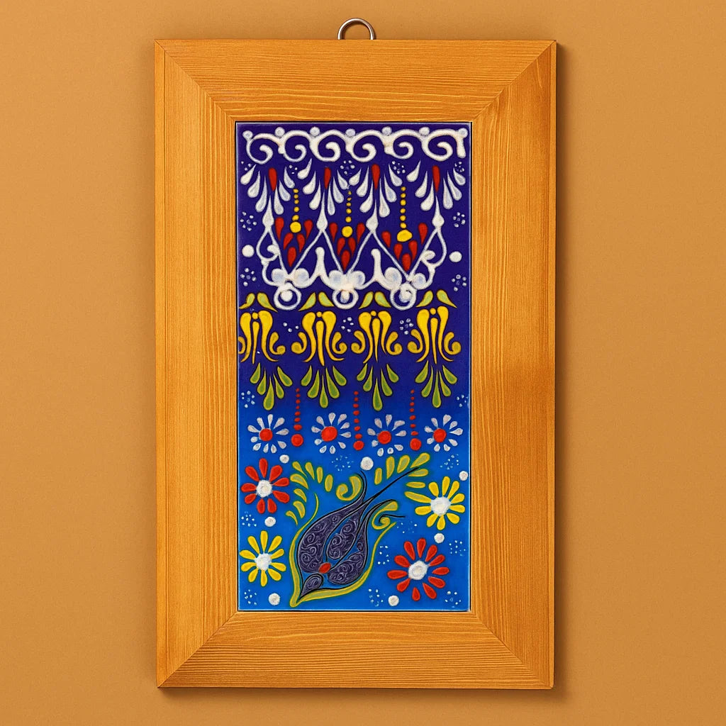Ceramic Wall Frame for Home Decor Antique Wood Frame Artistic Wall Hanging Unique Painted Art Decoration