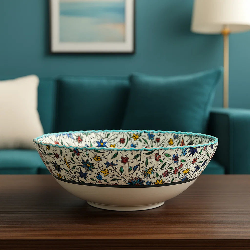 Blue Floral 8" Ceramic Bowl