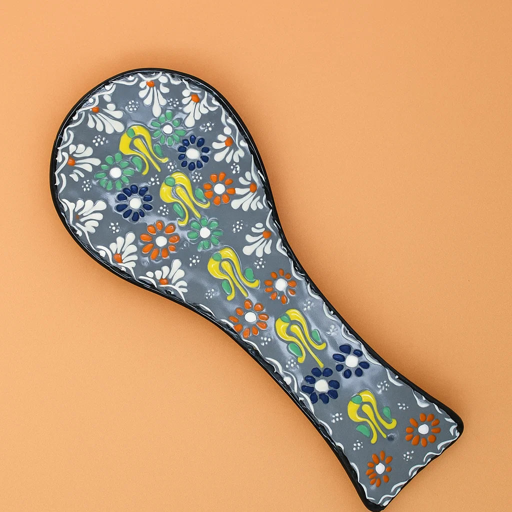 Handmade Turkish Ceramic Spoon Rest – Colorful Kitchen Ladle Holder