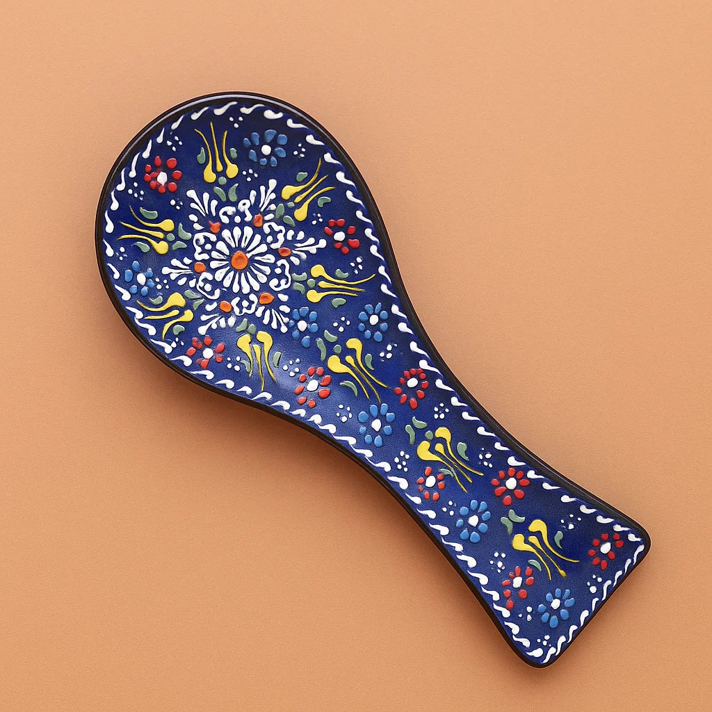 Handmade Turkish Ceramic Spoon Rest – Colorful Kitchen Ladle Holder