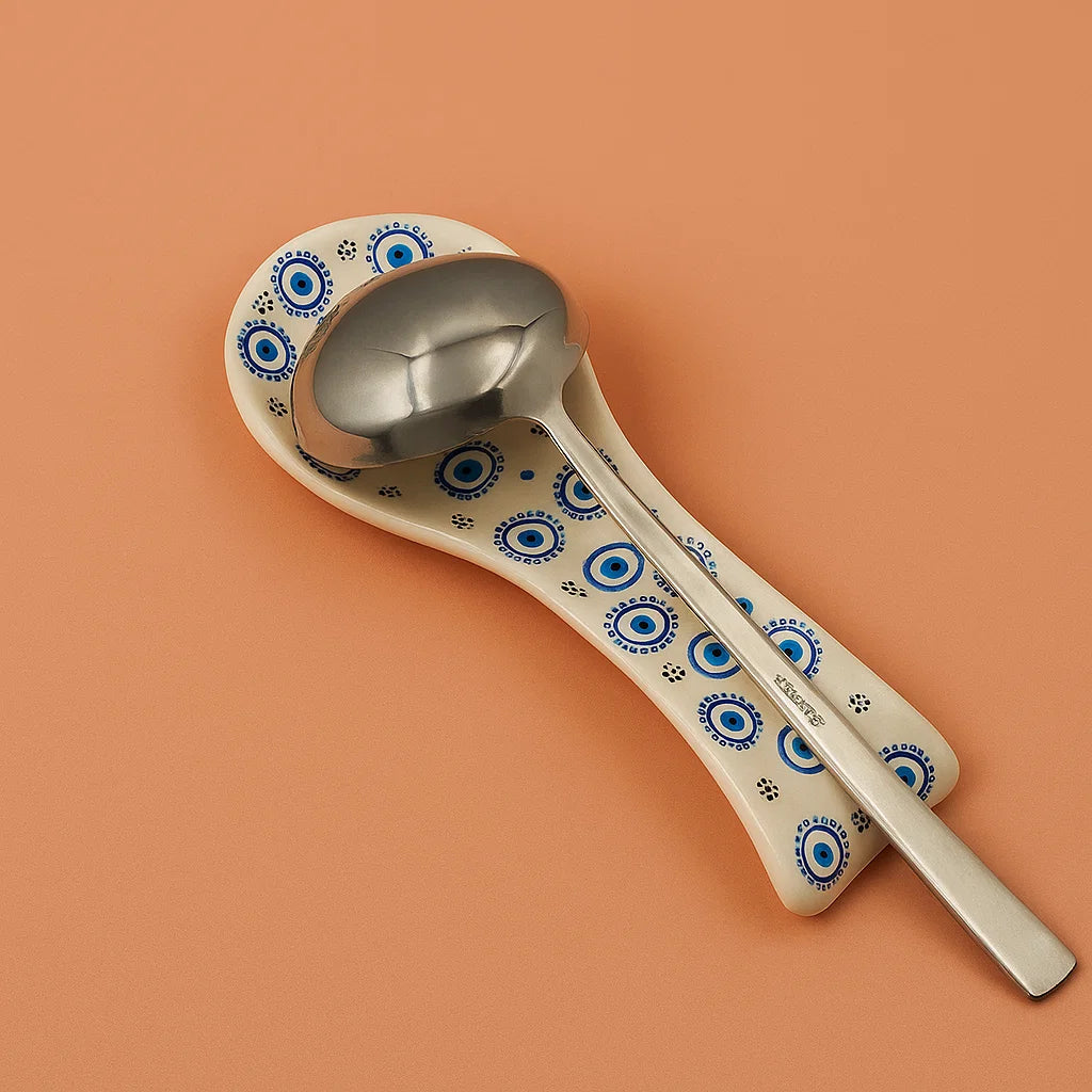 Handmade Turkish Ceramic Spoon Rest – Colorful Kitchen Ladle Holder