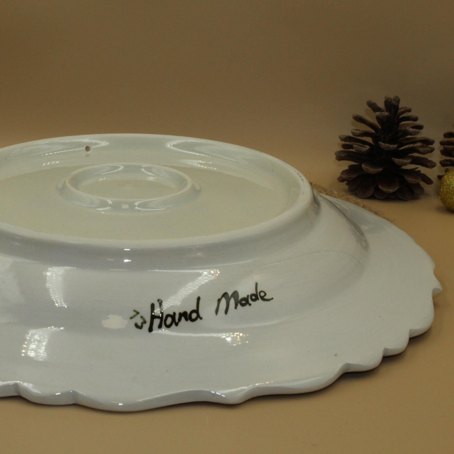 Hand-Painted Floral 12" Ceramic Plate Elegant Decorative Serving Dish for Home Dining, and Gifting Unique Artisan Tableware