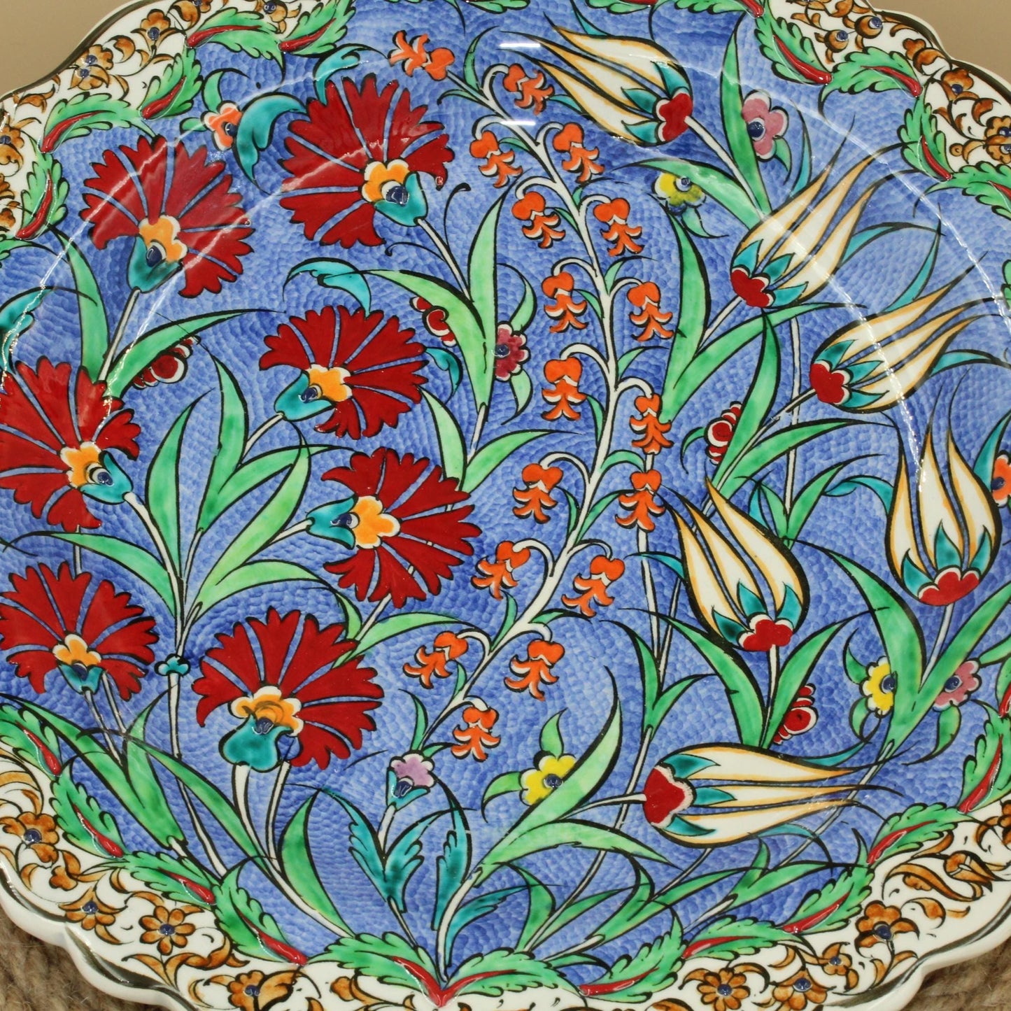 Hand-Painted Floral 12" Ceramic Plate Elegant Decorative Serving Dish for Home Dining, and Gifting Unique Artisan Tableware