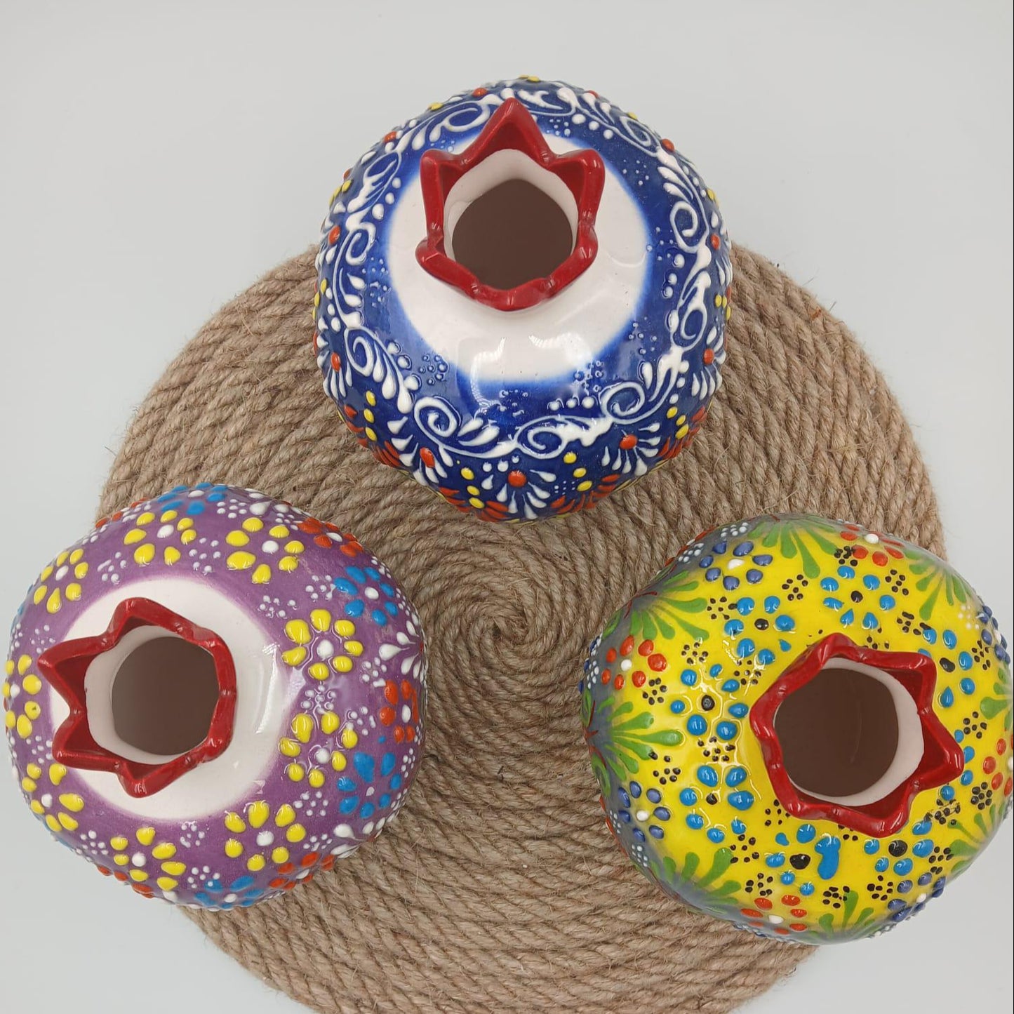 Centerpiece ceramic pomegranate Hand-painted vibrant decorative for home decor tabletop display a unique gift idea