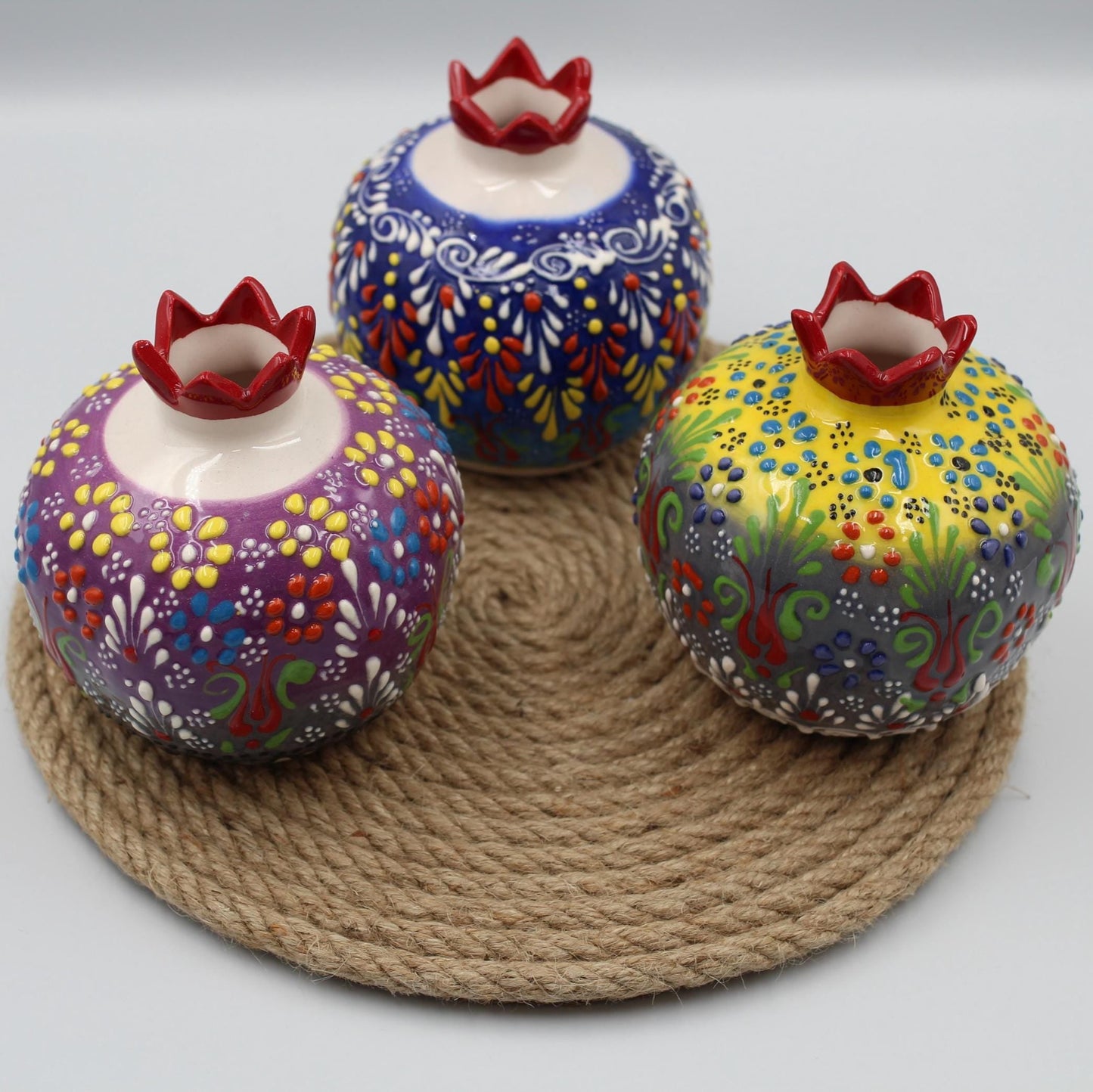 Centerpiece ceramic pomegranate Hand-painted vibrant decorative for home decor tabletop display a unique gift idea