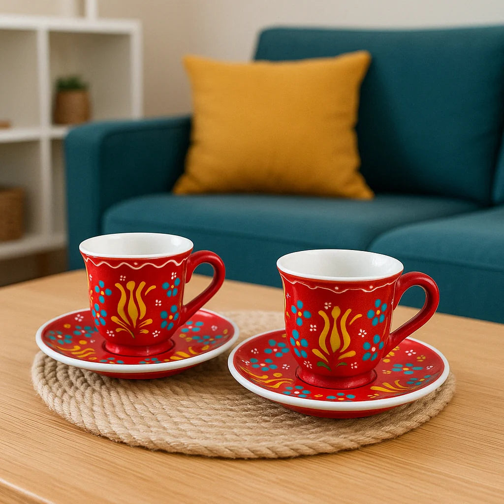 Handmade Turkish Ceramic Espresso Cups – Set of 2
