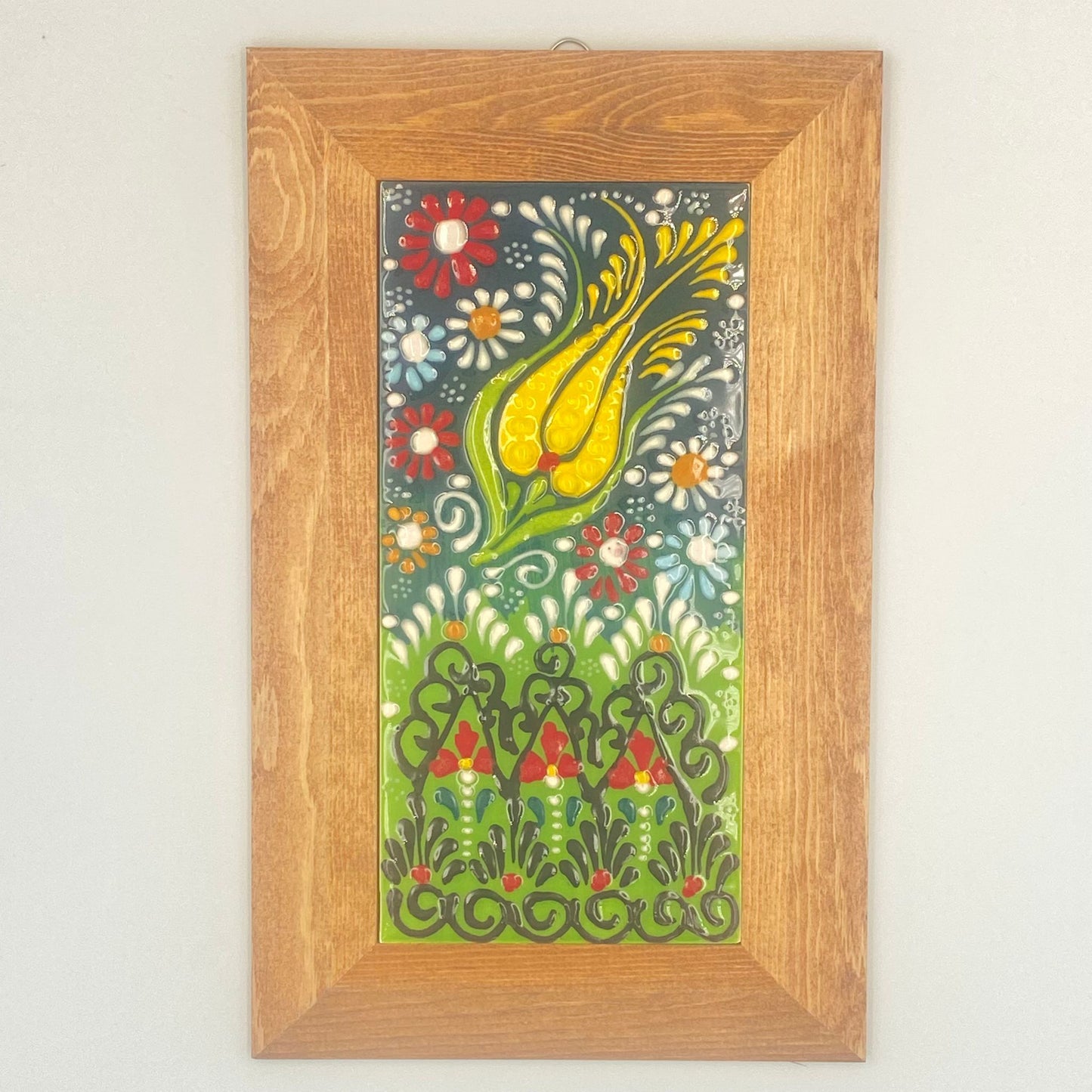 Ceramic Wall Frame for Home Decor Antique Wood Frame Artistic Wall Hanging Unique Painted Art Decoration