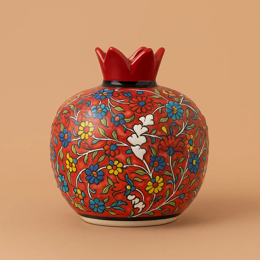 Ceramic Pomegranate Vase – Red Floral Iznik Style Decor