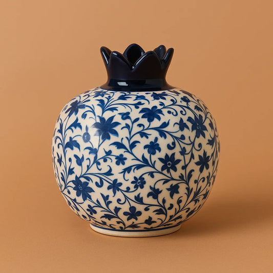 Ceramic Pomegranate Vase – Blue Floral Iznik Style Decor