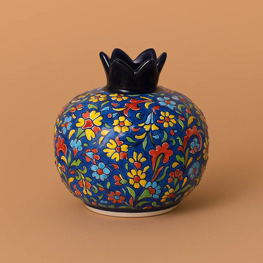 Ceramic Pomegranate Vase – Midnight Garden Floral Iznik Style Decor