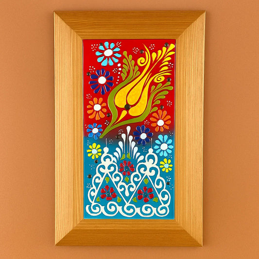 Ceramic Wall Frame for Home Decor Antique Wood Frame Artistic Wall Hanging Unique Painted Art Decoration