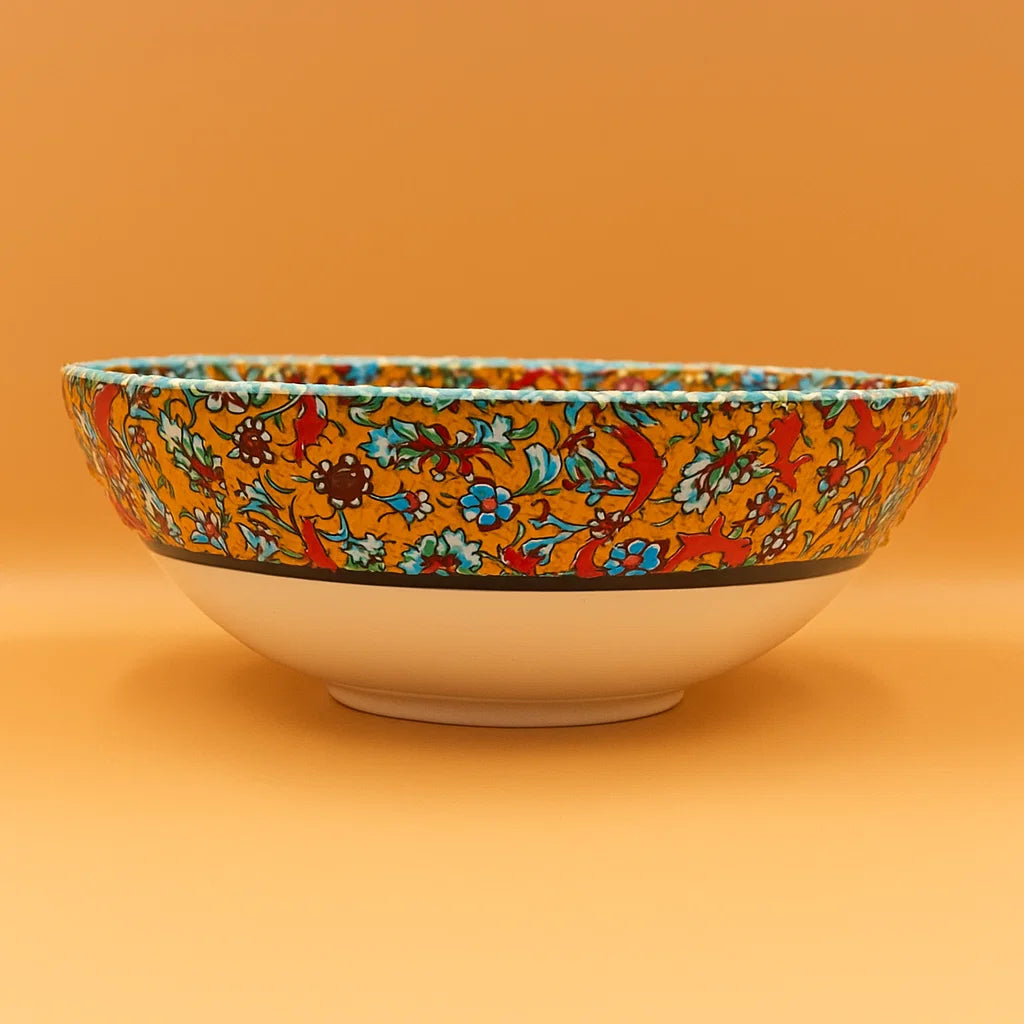 Orange Floral 8" Ceramic Bowl