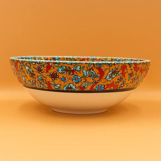 Orange Floral 8" Ceramic Bowl