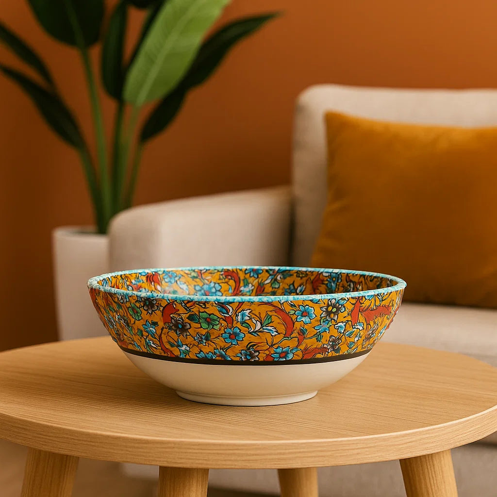 Orange Floral 8" Ceramic Bowl