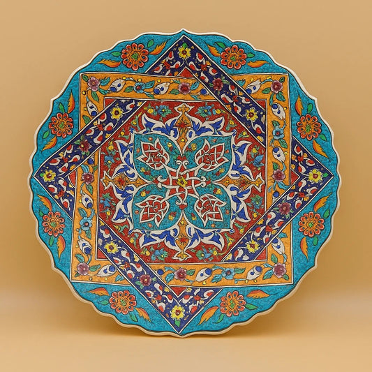 Hand-Painted Turkish Ceramic Plate – Decorative Wall or Table Art