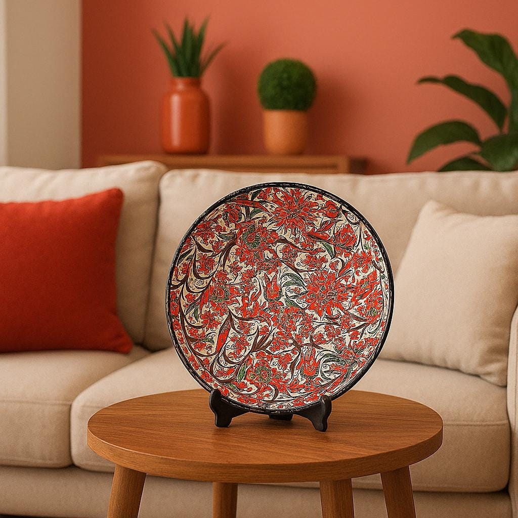 Handcrafted Elegant Floral 8" Ceramic Bowl Perfect for Serving Dining Home Decor Adding a Touch of Artisanal Charm to Space